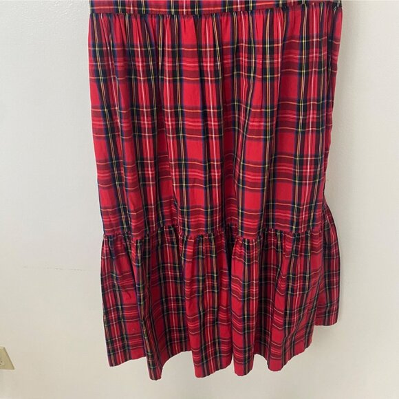 NWT J. Crew Red Tartan Plaid Tiered Ruffle Midi Dress - Picture 10 of 10